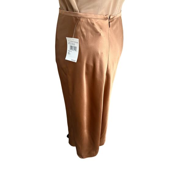 Careste Silk Midi Skirt Brown Sugar Size 4 NWT 100% Silk Nordstrom $318 - Picture 3 of 8